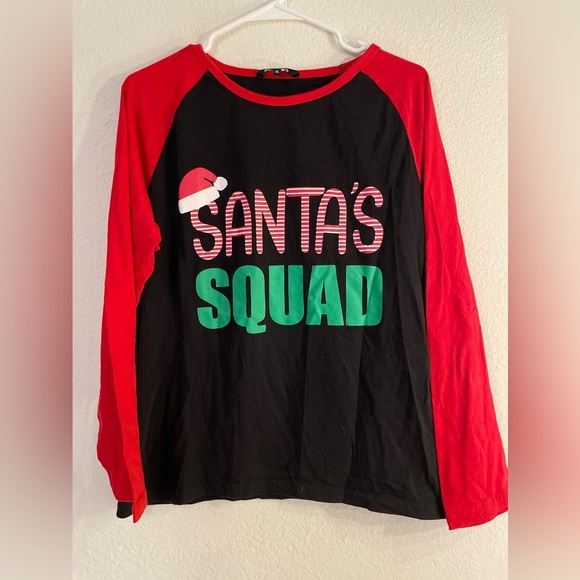 Santa's Squad Red and Black Long Sleeve Shirt size XL - Picture 3 of 4